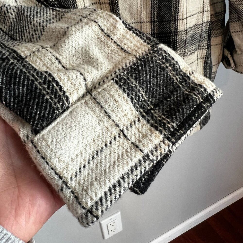 Lucky Brand Womens Buffalo Plaid Midweight Shacket Shirt Jacket MEDIUM Beige - Picture 6 of 12